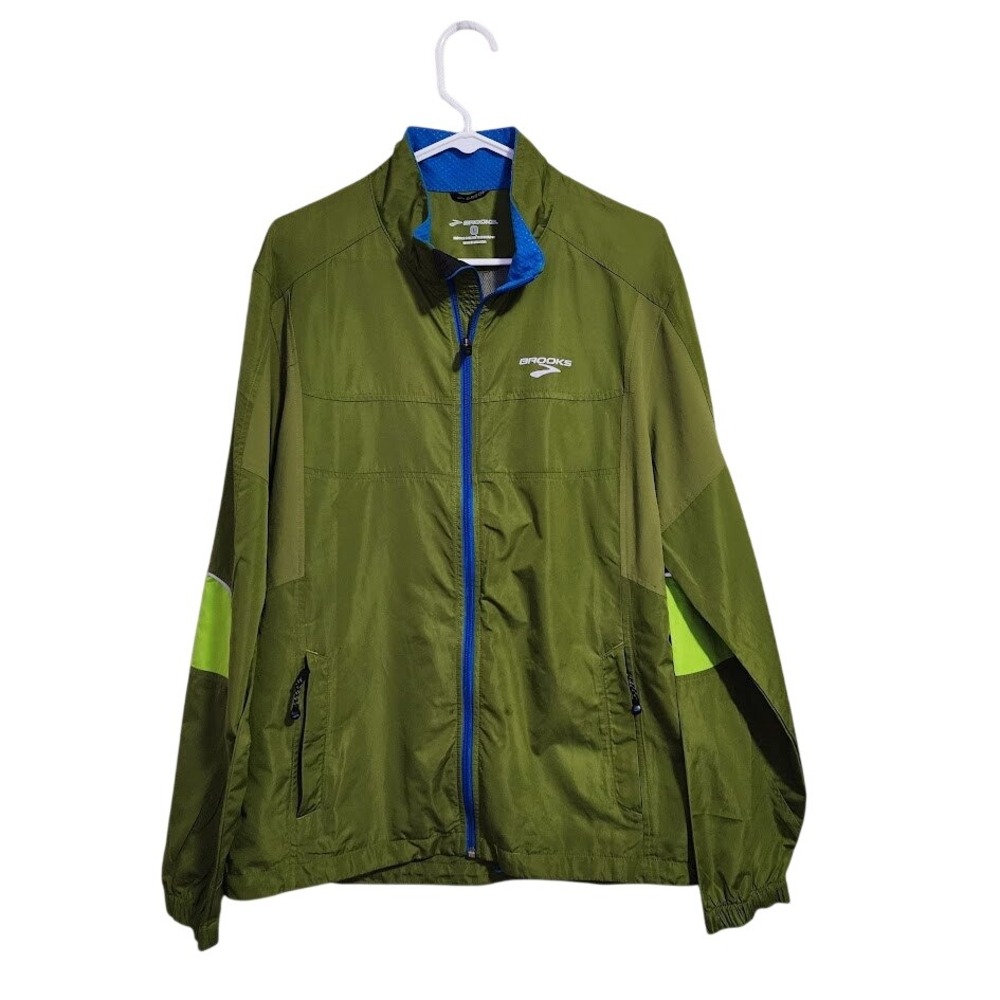 BROOKS‎ Essential Running Jacket II Windbreaker Jacket Green Blue L